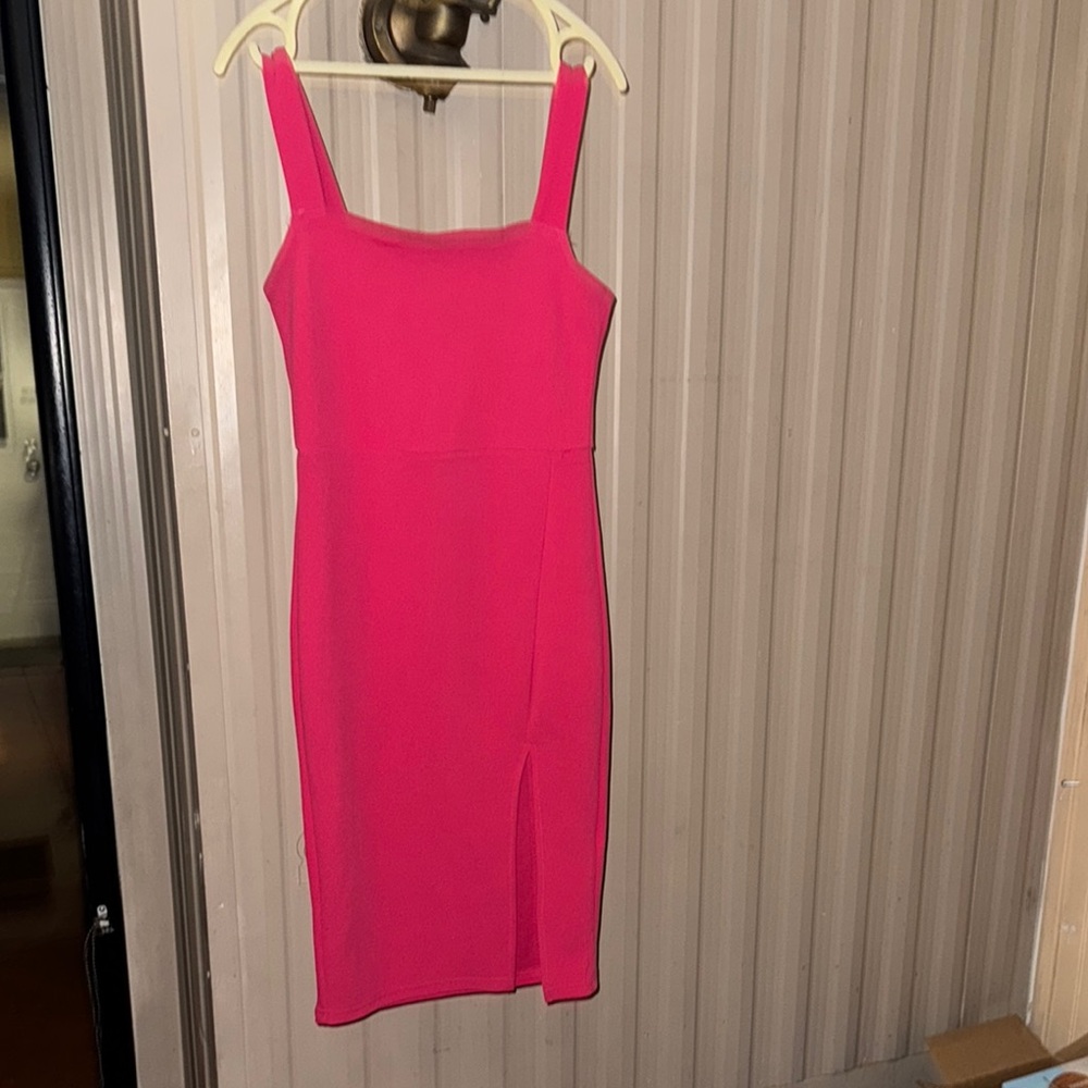 SHEIN Pink Bodycon Midi Dress Square Neck Sleeveless